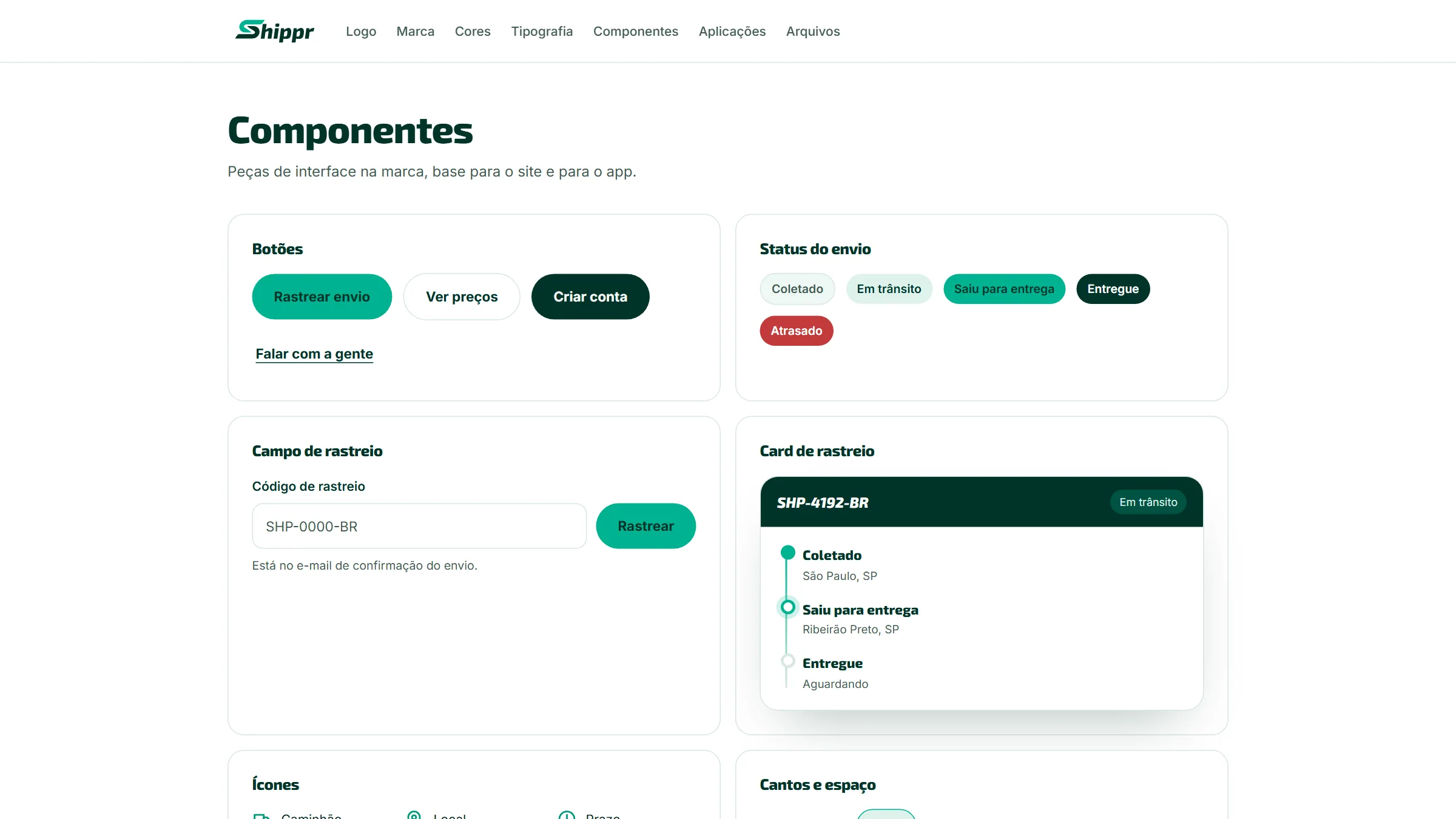 Shippr · Design System, design system · logística (projeto da CHAVES), imagem 6 de 7
